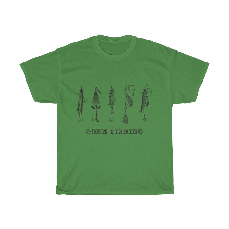 Gone Fishing Vintage Style Cotton Tee From Retro Stock