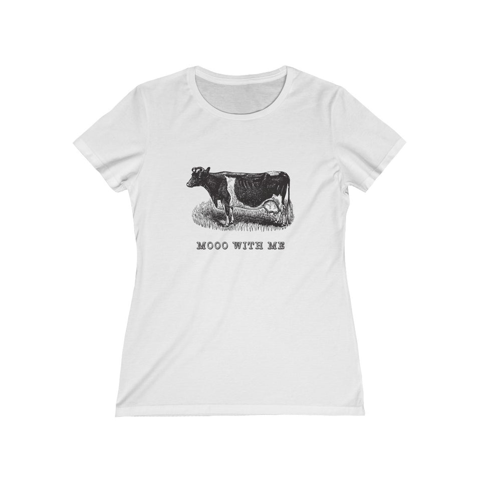 Mooo With Me Funny Vintage Women's Missy Tee from Retro Stock