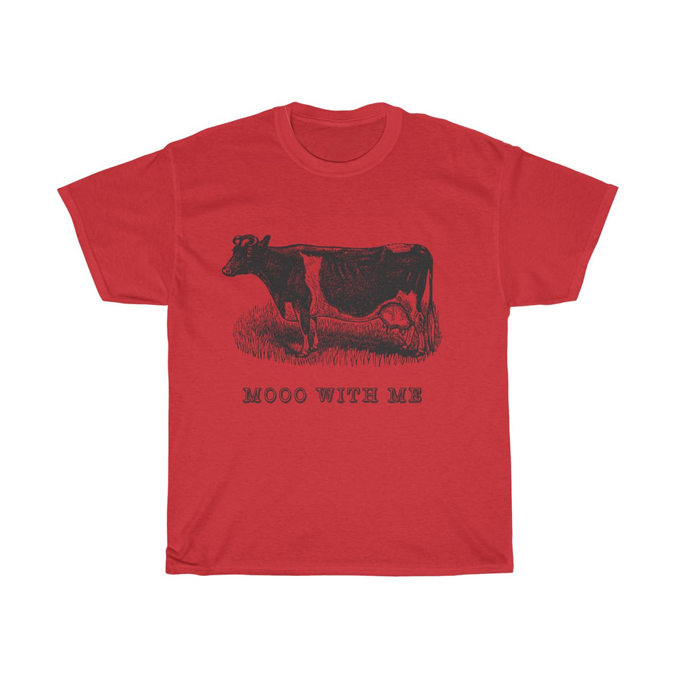 Mooo With Me VIntage Style  Cotton Tee From Retro Stock
