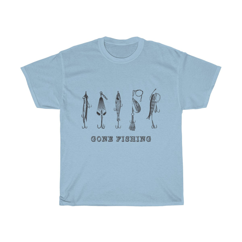 Gone Fishing Vintage Style Cotton Tee From Retro Stock