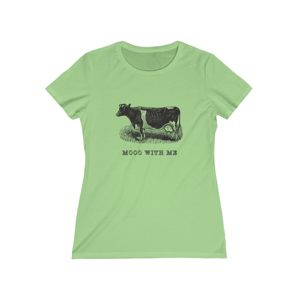 Mooo With Me Funny Vintage Women's Missy Tee from Retro Stock