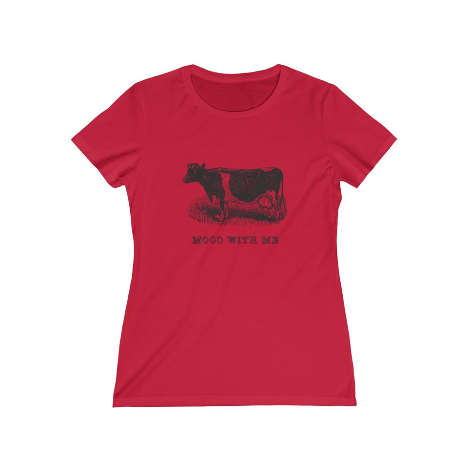 Mooo With Me Funny Vintage Women's Missy Tee from Retro Stock