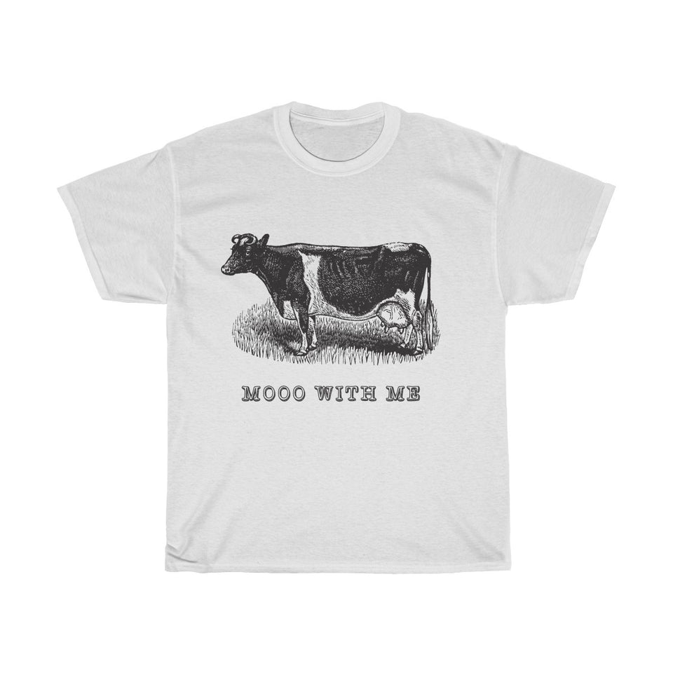 Mooo With Me VIntage Style  Cotton Tee From Retro Stock