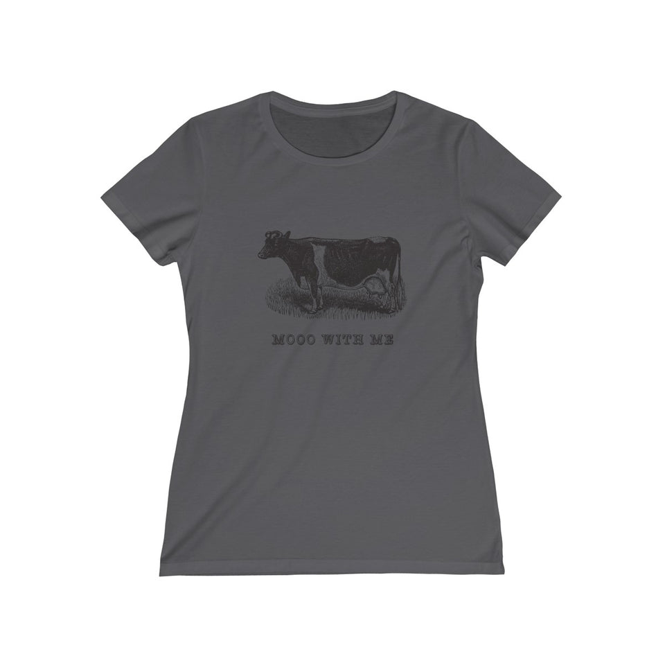 Mooo With Me Funny Vintage Women's Missy Tee from Retro Stock