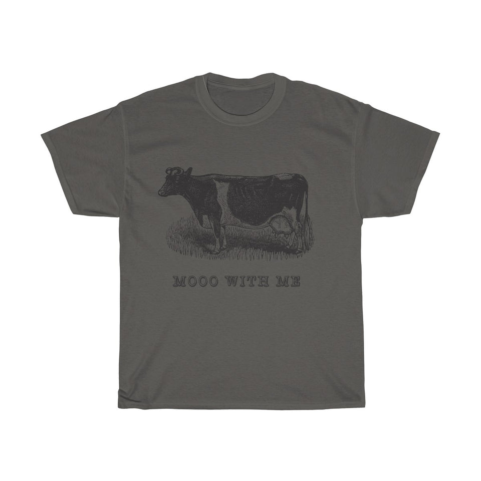 Mooo With Me VIntage Style  Cotton Tee From Retro Stock