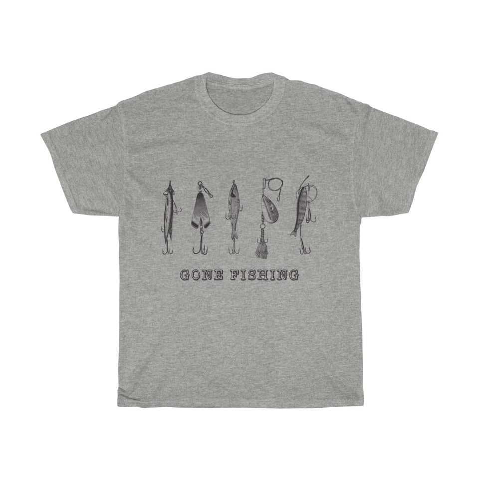 Gone Fishing Vintage Style Cotton Tee From Retro Stock