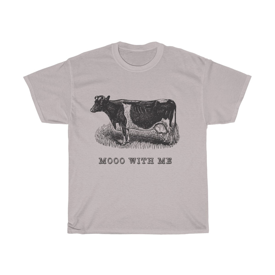 Mooo With Me VIntage Style  Cotton Tee From Retro Stock