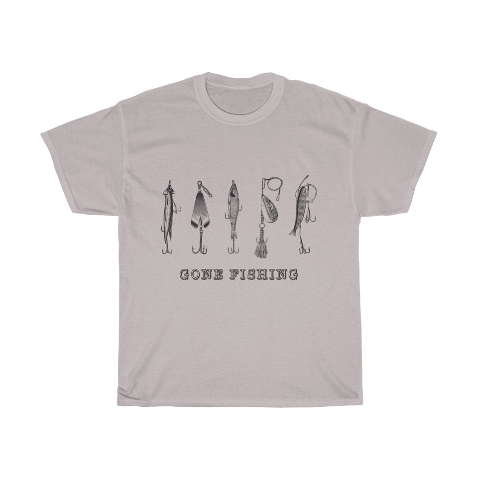 Gone Fishing Vintage Style Cotton Tee From Retro Stock