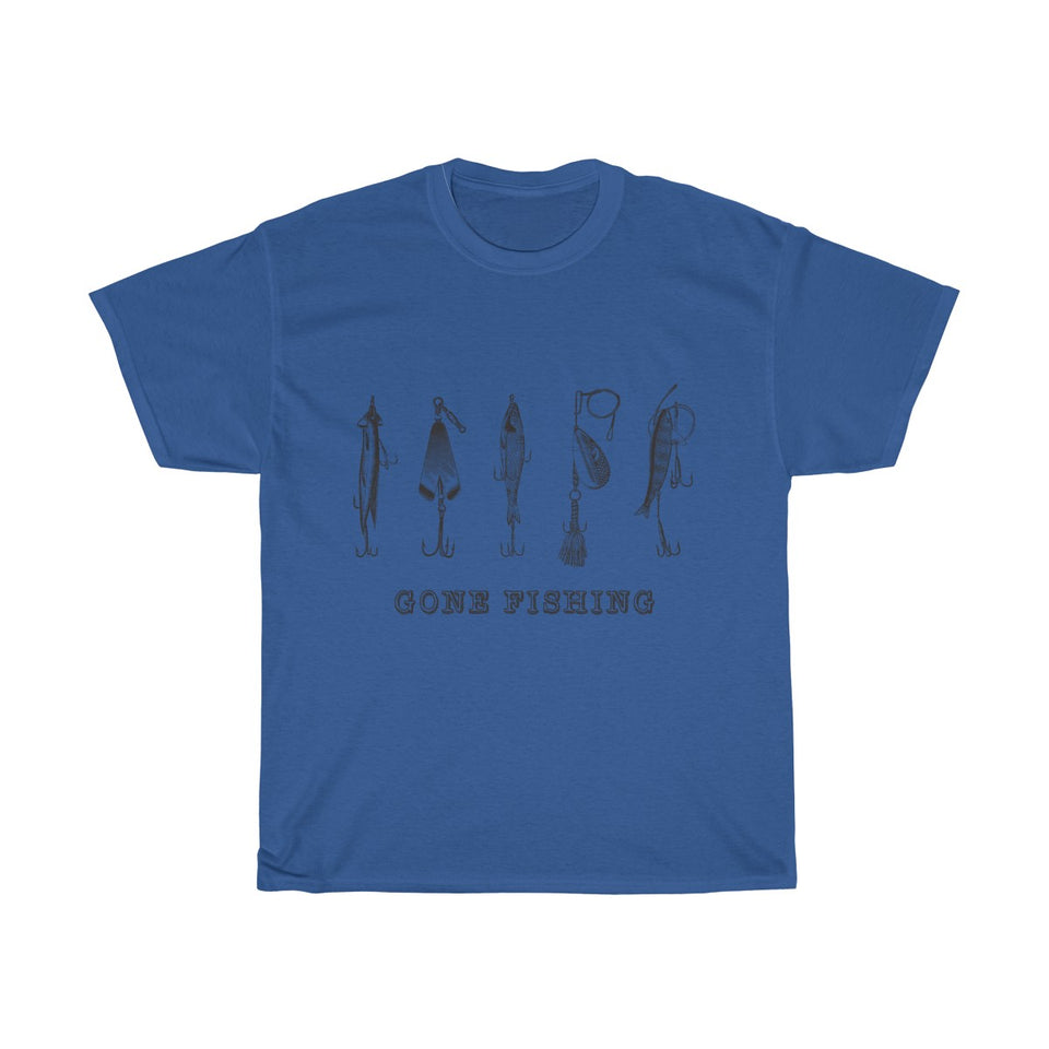 Gone Fishing Vintage Style Cotton Tee From Retro Stock