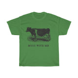Mooo With Me VIntage Style  Cotton Tee From Retro Stock