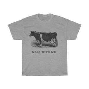 Mooo With Me VIntage Style  Cotton Tee From Retro Stock