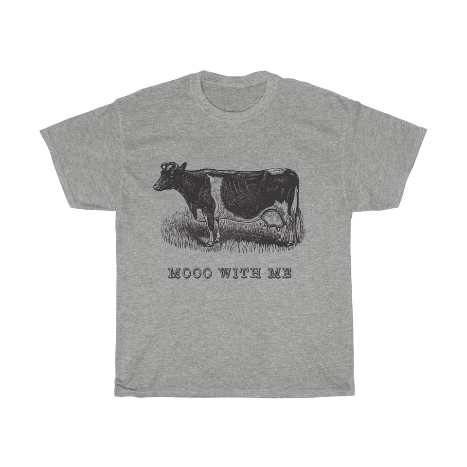 Mooo With Me VIntage Style  Cotton Tee From Retro Stock