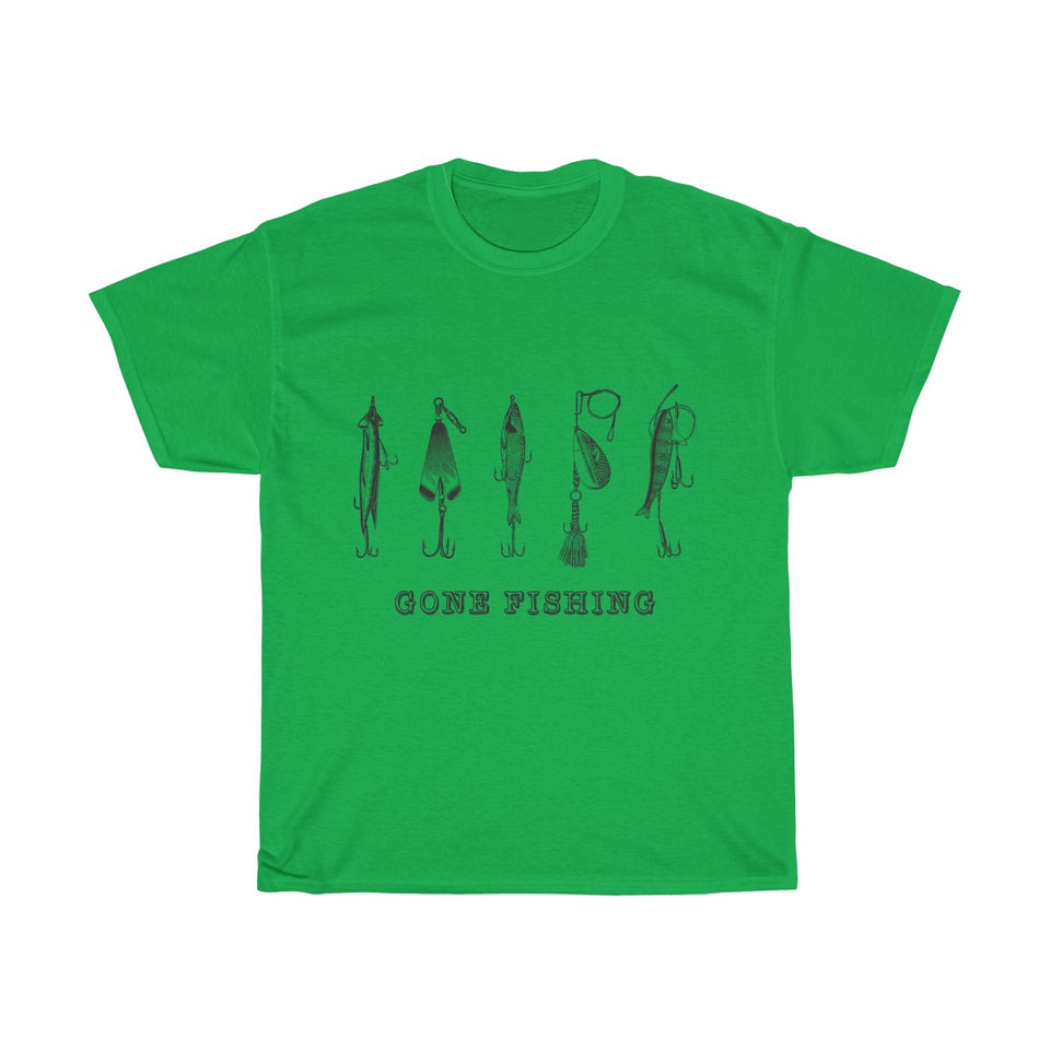 Gone Fishing Vintage Style Cotton Tee From Retro Stock